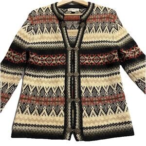 VTG Susan Bristol Southwestern Cardigan Wool Clasp Ski Aztec‎ Grandmacore